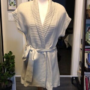Nicole Miller oatmeal belted sweater
